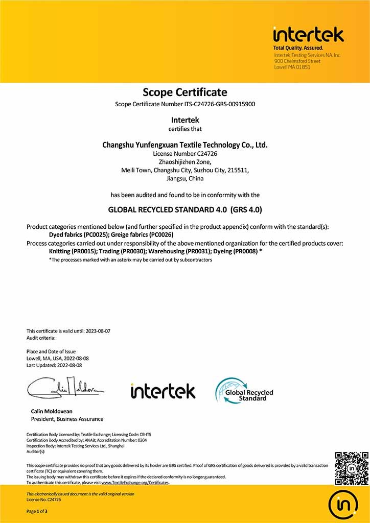 GRS Certificate