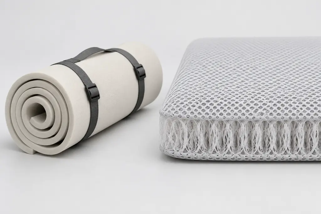 Rollable PU Foam Mat Compared With Thick 3D Spacer Mesh Cushion