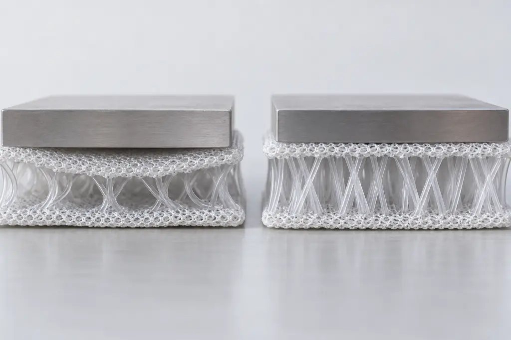 Two 10mm 3D Mesh Fabrics With Different Connecting Yarn Thickness and Density