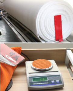 local GSM measurement vs average bulk GSM for spacer mesh fabric