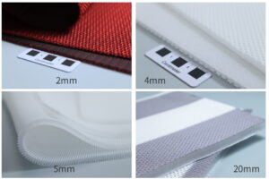 spacer mesh and 3D mesh fabric thickness comparison
